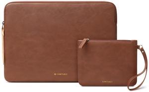 Comfyable Slim Protective Laptop Sleeve with Accessory Pouch Compatible with 13/13.3/14 Inch MacBook Pro & MacBook Air, Mac Travel Case, Slim PU Leather Laptop Cover M4/M3/M2/M1 2025-2021, Brown