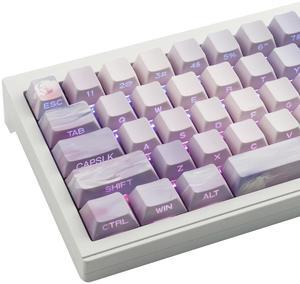 JOMKIZ PBT Keycaps,129 Keys Dye Sublimation Cherry Profile Keycaps Side Engraved Transparent Pbt Keycap Set for Cherry MX Switches ASIN/ISO Layout Mechanical Keyboards