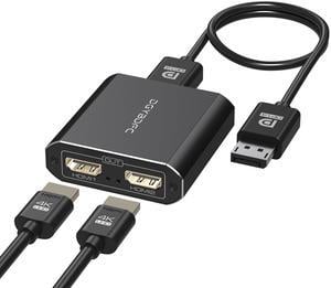 DGYBDFC 4K60Hz Displayport to Dual HDMI Adapter for PC Laptop Graphics Card DP 1.4 to 2 HDMI2.0 Monitors Extension Display Displayport to HDMI Splitter 1 in 2 Out Hub MST Extend Mode for Windows Only