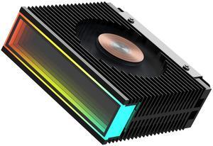 M.2 2280 ARGB Hard Drive Heatsink PWM Dual Fan Solid State Drive Radiator M2 SSD Cooling 5V 3Pin Addressable RGB Sync SSD Cooler with Thermal Pad (Black)