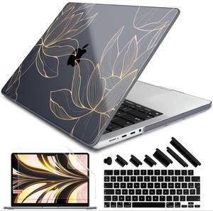 DONGKE for M4 MacBook Pro 16 Inch Case 2024 2023 2021 A3403 A3186 M3 A2991 M2 A2780 M1 A2485 Pro/Max Chip, Plastic Hard Shell Case & Keyboard Cover for Mac Pro 16 with Touch ID, Lotus