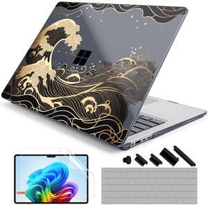 DONGKE Case for Microsoft Surface Laptop (2024), Windows 11 Copilot+ PC, 13.8 Inch Touchscreen Display, Protective Plastic Hard Shell Case with Keyboard Cover & Screen Protector - Golden Wave