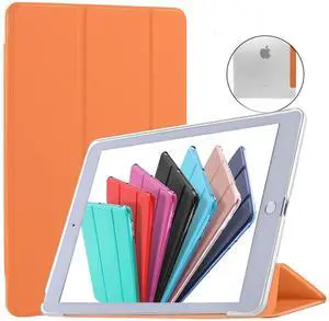 DuraSafe Cases iPad PRO 12.9 1 Gen 2015 [ iPad 12.9 Inch 1st ] A1652 A1584 ML0H2LL/A ML0G2LL/A ML0N2LL/A Trifold Hard Smart PC Translucent Back Cover - Orange