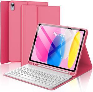 FOGARI iPad 10th Generation Case with Keyboard, Magnetic Wireless Detachable Keyboard, Thin & Light, Smart Folio Cover with Pencil Holder for iPad 10th Generation 2022 10.9 inch, Auto Sleep/Wake, Red