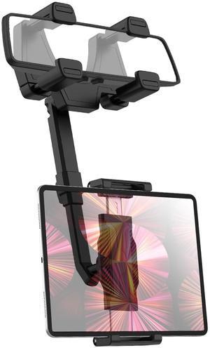 FreeSave Car Tablet Holder for Rearview Mirror with Upgraded 4 Claws Design, 360-Degree Rotatable and Retractable Truck Rear View Mirror Tablet Mount for iPad Pro/Air/Mini, Galaxy, 6.1-15.6" Devices