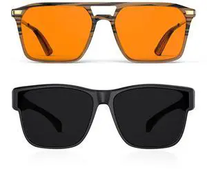 Goiteia 100% Orange Blue Light Blocking Glasses- Oversized Polarized Sunglasses Over Glasses Women Men