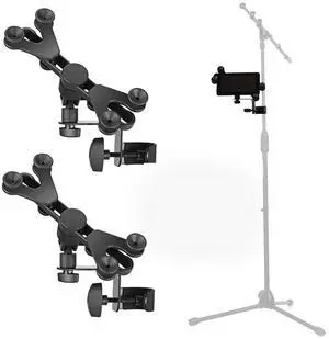 Pack of 2 Tablet Holder - Hola! Music Microphone Music Stand Tablet/Smartphone Holder Mount - Fits Devices from 6 to 15 Inch