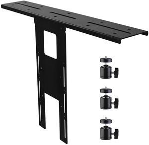 IFCASE Above/Behind Desk Monitor Shelf Mount Holds SLR Camera, Light Webcam, Microphone Fits VESA 75mm 100mm Compatible with Monitor Arm (Black, Shelf with Tripod Head)