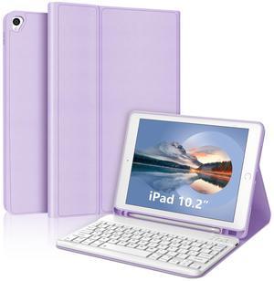 IVEOPPE Keyboard Case for iPad 10.2" 9th/8th/7th Gen, for iPad Air 10.5"(3rd Gen)/for iPad Pro 10.5 in,Detachable Wireless Stand Folio Case for iPad with Keyboard, Auto Sleep/Wake,Light Purple