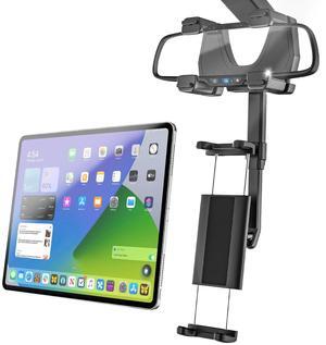 Kolasels Car Rear View Mirror Tablet Holder [4 Claws Anti-Shake Design] 360 Rotatable Retractable for 4-13" iPad Pro Air