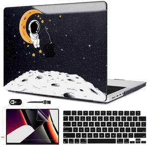 LCMOCICO for M4 MacBook Pro 16 inch Case 2024 2023 2022 2021 Model A3186 A3403 A2780 A2485 Cover M4 M3 M2 M1 Pro/Max & Touch ID, Shiny Printed Pattern Plastic Hard Cover Keyboard Skin, Astronaut Moon