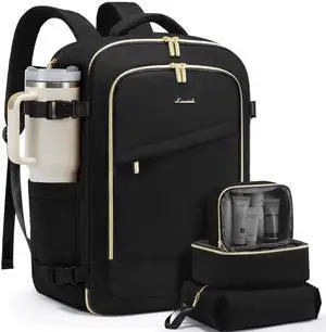 LOVEVOOK Travel Backpack for Women, 40L Carry On Backpack for Airplanes, Personal Item Bag for Airlines Fits 17 inch Laptop,TSA Approved Luggage with 3 Packing Cubes,Waterproof Weekender Gym back pack