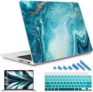 May Chen Case for M4 MacBook Pro 16 inch A3403 Max A3186, M3 A2991 M2 A2780 M1 A2485 Pro Max 2024 2023 2022 2021 Release, Plastic Hard Shell Case with Screen Pretector&Keyboard Cover, Blue Marble