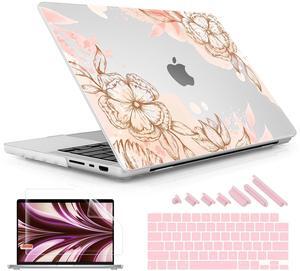 May Chen Case for M4 MacBook Pro 16 inch Case A3403 A3186, M3 A2991 M2 A2780 M1 A2485 Chip 2021-2024 Release, Surface Hard Shell Cover Case with Screen Protector & Keyboard Cover, Floral Elements