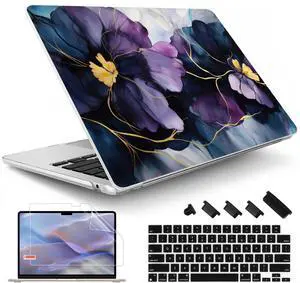 May Chen for MacBook Air 13.6 inch Case A3240 A3113 A2681 M4 M3 M2 Chip, 2025 2024 2023 2022 Release, Ultra-Thin Plastic Hard Shell Case for MacBook Air 13.6" with Retina Display, Fluid Art Flower