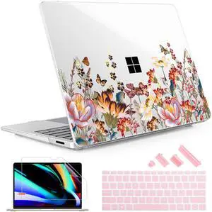 May Chen Case for Microsoft Surface Laptop 13.8 inch, 2024 Windows 11 AI + PC, 7th Edition Touchscreen Display, Protective Plastic Hard Shell Case with Keyboard Cover - Field Flowers