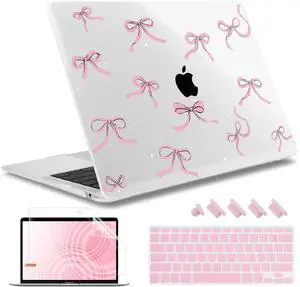 May Chen Compatible with MacBook Air 13 inch Case (Models A1369 & A1466, Older Version 2010-2017 Release), Plastic Hard Shell Case with Keyboard Cover & Screen Protector, Clear Star Bows