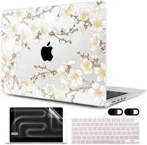 MEEgoodo Case for M4 MacBook Pro 14 inch Case 2024 2023 2021 A3112/A3401/A3185/A2918/A2992/A2779/A2442 M3 M2 M1 Pro/Max, Laptop Hard Shell Cases Compatible with MacBook Pro 14", Cherry Branches