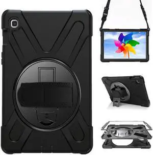 Case for Samsung Galaxy Tab S5e 10.5 2019 (SM-T720/T725/T727),Portable Heavy Duty Dropproof Protective Cover Case with 360 Rotating Stand,Handle & Shoulder Strap,Stylus Pen (New Black)
