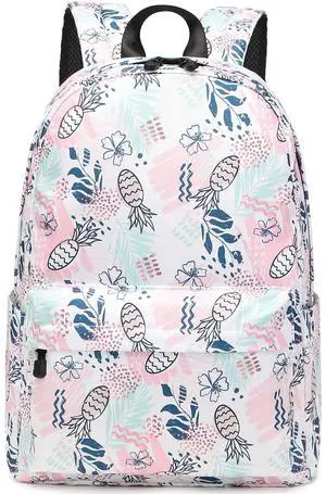 MIRLEWAIY Girls School Daypack Travel Backpack Water-resistent Bookbag Primary School Bag for Girls, Pineapple and Folwer