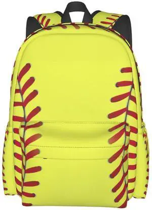 MISOLAXI Softball Pattern Backpack Casual Daypacks, College Bag Laptop Backpacks, Backpacks for Boys Girls Children and Adult, with Adjustable Padded Straps