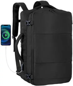 Mountain Land Carryon Bag for Travel 40L Expandable Spirit Airlines Personal Item Bag Black Weekender Backpack Mens Laptop Bag Suitcase Backpack with USB Charging Port