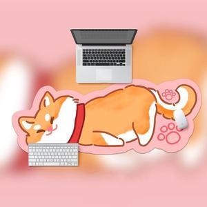 Pusakoa Cartoon Cat Gaming Mouse Pad Large Desk Mat Large Gaming Desk Mouse Mat Waterproof Keyboard Pads with Non-Slip Rubber Base, Stitched Edge for Computer Office Home 35.5"x15.75" (Shiba Inu)