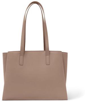 Work Tote Bags for Women 14 Inch - Laptop Tote Bag with Zip Compartments - Large PU Leather Professional Office Purse for Computer Briefcase - Taupe