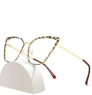 ROWCHIC Classic Cat Eye Style Blue Light Blocking Glasses, Pink Gold+Leopard Print Gold