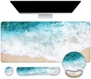LATEEFAH Mouse Pad with Wrist Rest, Large Mouse Pad, Ergonomic Gaming Desk Pad Keyboard Wrist Rest Set, 4-in-1 Desk Mat Keyboard Mat for Home, Office