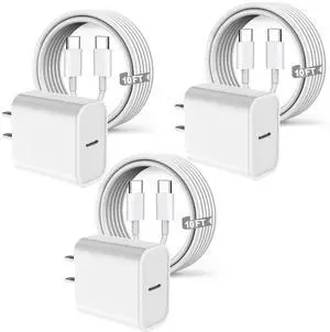 iPad Pro 13(M4) Fast Charger [3Pack] for iPad Pro 12.9/11 inch 2018-2025,iPad 10,Mini 7th/6,iPad Air 13/11(M3/M2)/5th/4,[MFI Certified]20W USB-C Fast Wall Charger & 10FT Long USB C to C Charging Cable