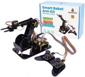 KEYESTUDIO ESP32 Smart Robot Arm Kit for Arduino with Joystick,DIY Programming Robot Building Kit for STEM Education,4DF Robotic Arm for Teens and Adults