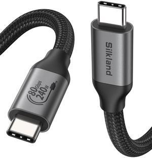 Silkland 80Gbps USB 4 Cable for Thunderbolt 5 Cable 10FT, 120Gbps Bandwidth for 16K/Dual 8K, 240W Fast Charging, USB C Monitor Cable Compatible Thunderbolt 4/5/3, SSD, Monitor,MacBook M4 Pro,Dock,eGPU