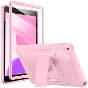 Soke Case for iPad 9th/8th/7th Generation 10.2-Inch (2021/2020/2019 Release), with Built-in Screen Protector and Kickstand, Rugged Full Body Protective Cover for Apple iPad 10.2 Inch - New Pink