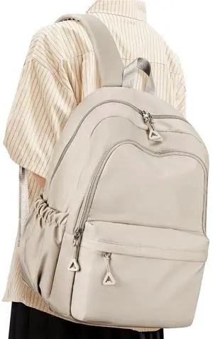 suwasp Casual Laptop Backpack for Women Men College Bookbag Waterproof Lightweight School Bag 15.6inch Laptop Daypack Large Capacity School Backpack for Teens Boys Girls (khaki)