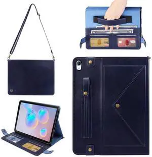Handbag Case for iPad Mini 7 2024 8.3" / Mini 6 2021, Techcircle Folio Stand PU Leather Crossbody iPad Mini Cover with Hand Strap+Shoulder Strap, Multi-Card Slots Envelope Pocket Wallet Case, Navy