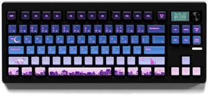 Thekapco x Elora Night in The Neko City Cute Custom Keycaps, 120-keys ASA PC PBT Keycap Set, Dye Sub Shine Through 4-Sided Crystal Key Caps, Japanese Style Keycaps for MX Switches Mechanical Keyboard