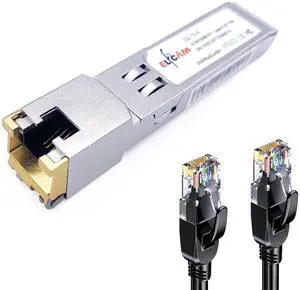 Elfcam(r) - 10Gb SFP+ Module in RJ45 Port, 10GB SFP+ Module 10Gbase-T-30m with 10m Cat8 Network Cable