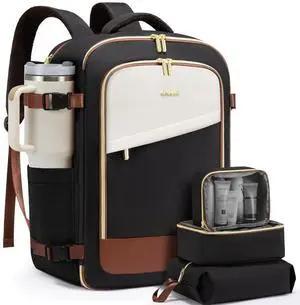 LOVEVOOK Travel Backpack for Women, 40L Carry On Backpack Flight Approved, Large Personal Item Bag Fits 17 inch Laptop, TSA Approved Luggage with 3 Packing Cubes,Waterproof Weekender Gym Daypack