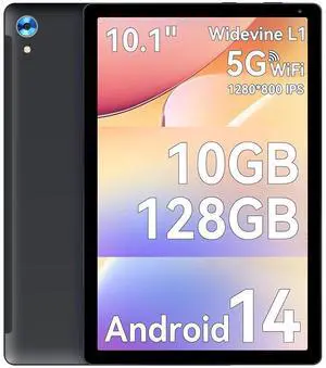 Jeazans Android Tablet, 10.1 inch Tablets with 1280 * 800 IPS HD Touchscreen, Octa-Core Processor, 10(4+6) GB RAM 128GB ROM, 1TB TF Card Expandable, 5G/2.4G WiFi, BT 5.0,Dual Camera, 2025 US Version