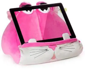 Gifts for Readers & Writers Kids Tablet Pillow Stand Holder Lap Soft iPad Stand Cat- Kindle Lap Holder for Reading Book Pillow for Reading in Bed, Soft Machine Washable Book Cushion with Pocket