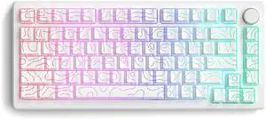 dagaladoo White Topographic keycaps Line Backlit keycaps Shine Through Keyboard Keys Side Printed Key caps Cherry Profile keycap Set for 61/64/66/68/71/75/84/87 Mechanical Keyboards 98key