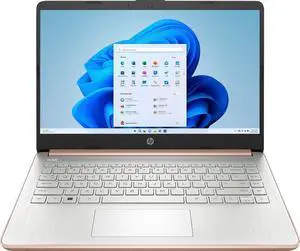 HP 14" HD (1366 x 768) Display Laptop, Intel Celeron N4120, 1.1GHz, 4GB Memory, 128GB eMMC, Windows 11 Home in S Mode, One Year Office 365 Included, Rose Gold, 14-dq0762dx