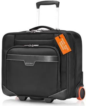 EVERKI Journey Business Professional 16-Inch Laptop Trolley Rolling Briefcase, Rolling Laptop Bag for Work, Travel Friendly Computer Briefcase with Wheels, Lightweight Roller Office Bag (EKB440) Black