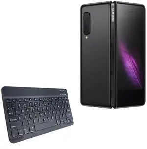 BoxWave Keyboard Compatible with Samsung Galaxy Fold 5G - SlimKeys Bluetooth Keyboard, Portable Thin with Chiclet-Style Keys - Jet Black
