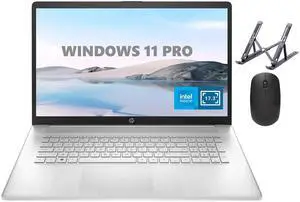 HP 17 Laptop, 17.3" HD+, Intel Quad Core i3-1125G4 Processor, 32GB RAM, 1TB SSD, Windows 11 Pro, Anti-Glare Display, Long Battery Life, Wi-Fi, Bluetooth, Webcam, HDMI, Alpacatec Accessories, Silver