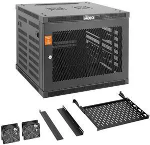 Tecmojo 9U Wall Mount Rack Cabinet, Heavy-Duty 176 Lbs High Load Capacity, 19" Enclosed Server Network Rack with Mesh Door, 23.6" Deep - Elite Collection