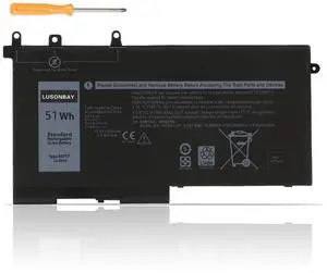 LUSONBAY 93FTF Battery for Dell Latitude 5580 5590 5480 5490 5491 5495 E5480 E5490 E5580 E5590 E5495 E5491 Series, Battery Replacement for Precision 15 3520 3530 83XPC 083XPC D4CMT 4YFVG 51Wh/11.4V