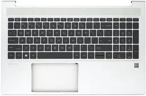 Jxjslp Replacement Upper Case Palmrest for HP Probook 450 455 G8 Series Laptop Top Cover Backlit Keyboard Assembly M21742-001 Silver