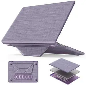HXCASEAC Case Compatible with MacBook Air 13.6 inch Case 2025 2024 2022 with Foldable Stand, Anti-Scratching Protective Hard Shell Cover for M4 M3 M2 A3240, A3113, A2681 Fabric, Purple